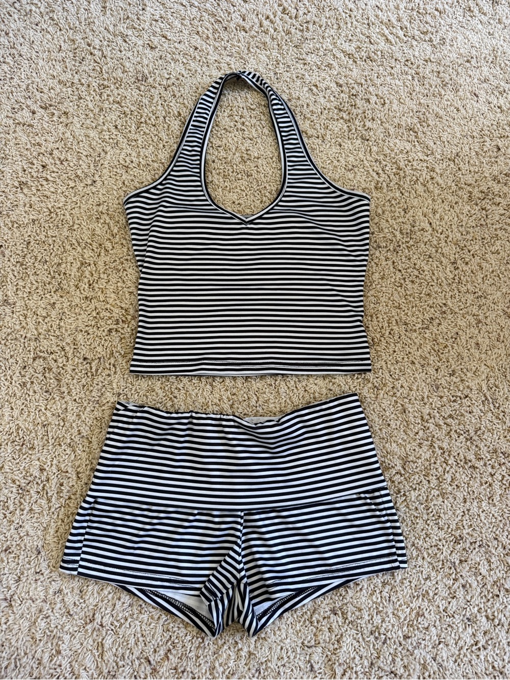 Striped Navy & White Tank and Short Set